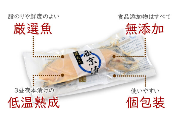 食品添加物不使用・西京漬けの特徴一覧